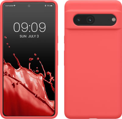 kwmobile telefoonhoesje geschikt voor Google Pixel 7 - Hoesje met siliconen coating - Smartphone case in neon koraal