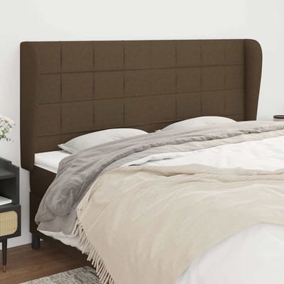 vidaXL - Hoofdbord - met - randen - 163x23x118/128 - cm - stof - donkerbruin