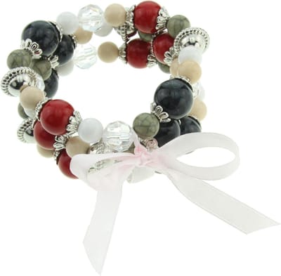 Behave - elastische armband met kralen en strik - speels accent