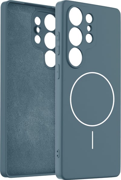 Coverzs Magnetisch siliconen geschikt voor Samsung Galaxy S24 Ultra - siliconen hoesje met magneet (Donkerblauw)