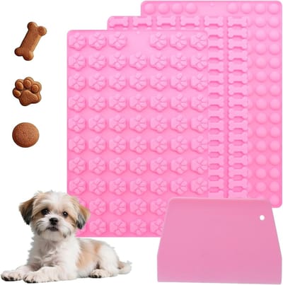 SnelShoppen - 3 Pack Dog Treat Baking Mats - Silicone Bakmat voor Hondenkoekjes - Gemakkelijk Schoon te Maken - Inclusief Schraper - Perfect voor Huis