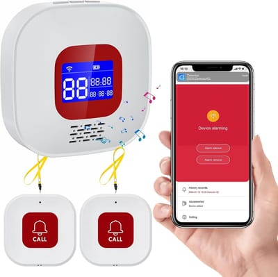 Draadloos Paniek Alarm - Noodknop Senioren - Thuis Zorg - Smart Life App - 15 x 3.8 x 11 cm