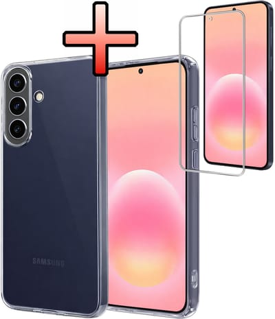 Hoesje - Met Screenprotector - Geschikt voor Samsung Galaxy A57 - Sterk & Shockproof - Back Cover - Siliconen Case - Telefoon Hoes - Transparant