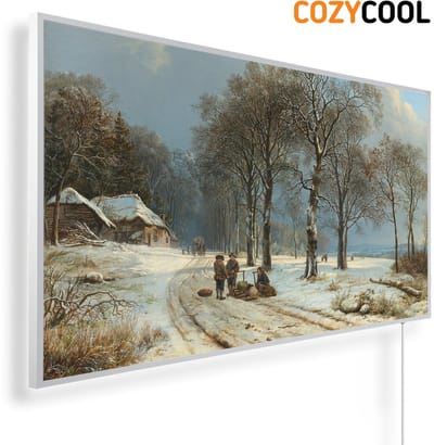 Infraroodpaneel met afbeelding | Schilderij winterlandschap | 1200 Watt | Witte lijst | Infrarood verwarmingspaneel | Infrarood paneel | Infrarood verwarming