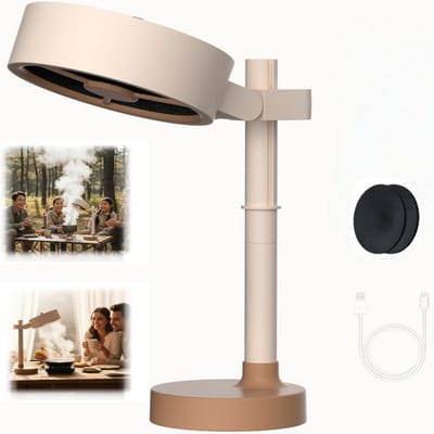 Afzuigkap - Mini Desktop Luchtzuiveraar - USB-directe aansluiting Rook en Geur Eliminator met 2 Koolstoffilters - 3 Snelheden & Hoogte Verstelbaar - Voor Keuken, BBQ Binnen - Khaki - 1 stuk