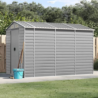 vidaXL - Tuinhuis - Lichtgrijs - 191x300x198 - cm - Gegalvaniseerd - Staal