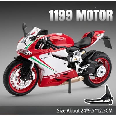 Schaal 1:9 V4S 1199 Motorfiets Model Speelgoedauto Legering Carrosserie Geluid Licht Achterwielophanging Voertuigmodellen Collectie Cadeaus Jongen