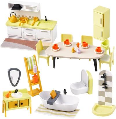 Poppenhuis Meubelset - Miniatuur Meubels - Poppenhuis Inrichten - 37 Delige Set - 1:12 Schaal - Meerkleurig