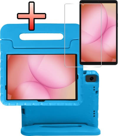 Hoes - Geschikt voor Samsung Galaxy Tab A11 Plus - Met Screenprotector - Kinderhoes Shockproof Bumper - Kidsproof Case - Tablet Hoesje - Kinder Cover - Blauw