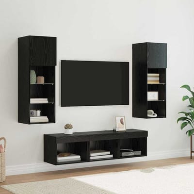 vidaXL TV Wandmeubels 5 st Zwart Eiken Bewerkt hout
