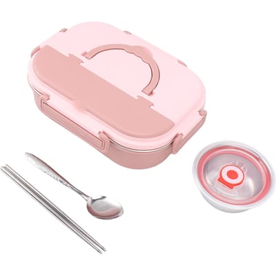 Roestvrijstalen Geïsoleerde Lunchbox 4 Vakken Corrosiepreventie Roestvrij Draagbare Bento Box voor L beige