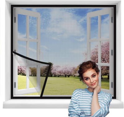 Gordijn voor Balcon en Raam - 60x90cm Zwart Vliegenhor voor Vuile Lucht