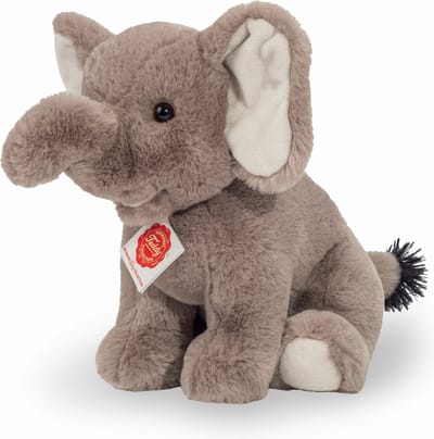 Hermann Teddy Knuffeldier Olifant - zachte pluche stof - premium knuffels - grijs - 25 cm