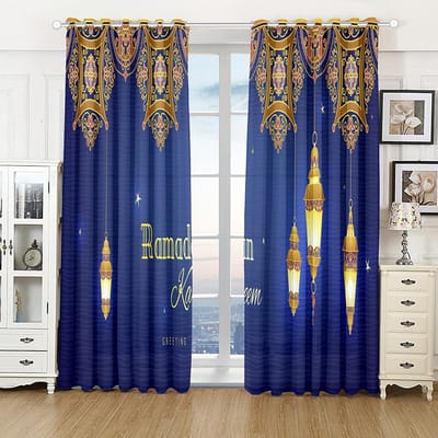 Luxe Islamitisch Traditioneel Festival Eid Ramadan Festival Moslim Gordijnen Woonkamer Slaapkamer Huisdecoratie Gordijnen 2 Panelen 100W130H(CM)40x51in&Grommet Top