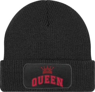 Muts dames - cadeau vriendin - zwart - heerlijk warm - Tekst Rood - Queen