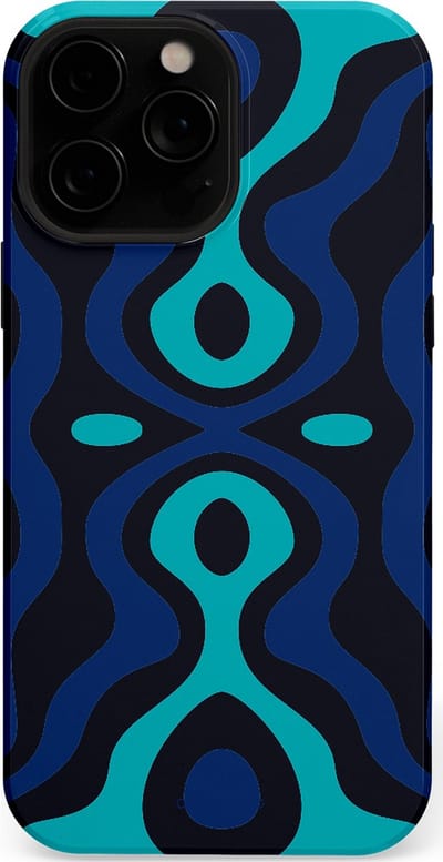 Casetastic Hoesje Geschikt voor Apple iPhone 13 Pro Magsafe - Stijlvolle Beschermende Duo-layer Case - Blauwe Golf Lijnen