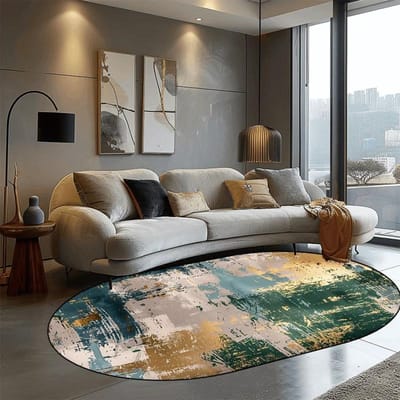 Abstract Ovaal Tapijt in Scandinavische Stijl voor Woonkamer Licht Luxe Huisdecoratie Sofa Zij Vloermat Zacht Wasbaar Kleed voor Slaapkamer 80*120cm