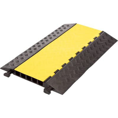 MAX Kabelbrug - 5 Kanalen - 35x35 mm - Rubberen Kabelbeschermer - Voor Voetgangers & Vrachtverkeer - Geel-Zwart