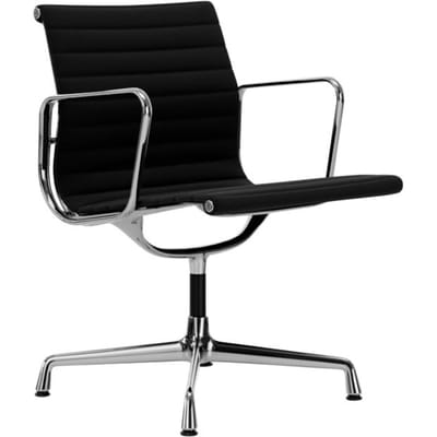 Vitra - Aluminium Chair - EA 108 - verchroomd - Hopsak - zwart - Glijders voor harde vloer