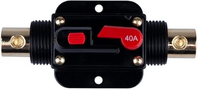 Stroomonderbreker - Zekeringhouder Omvormer - Elektrische Circuits Beveiligen - Handmatige Reset - 40 Ampère 12-24V DC - Zwart