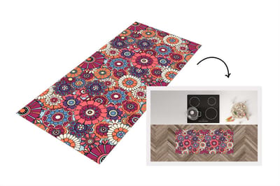 Keukenloper 120x50 cm - Keukenmat vinyl Vintage - Patronen - Bloemen - Planten - Keukenmatten loper - Keuken vloerkleed tapijt