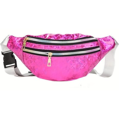 Heuptas Dames Laser Holografische Pailletten Borsttas Schoudertas Crossbody Tas Dames Veelzijdige Tas Trendy Buiten Sport Mode Mobiele Telefoon Tas pink