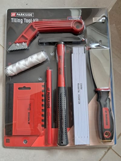 Parkside Gereedschapsset voor tegelwerk - Set van 8 - Incl heuptasje