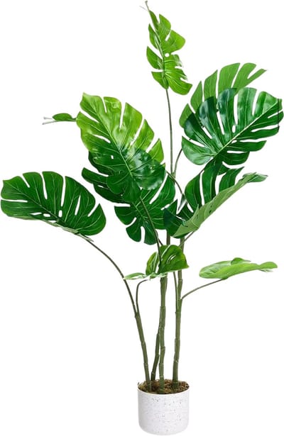 Kunstmatige Monstera Plant - Voor woonkamer, kantoor of veranda - Decoratieve faux tropische vloerboom - groen - 120cm