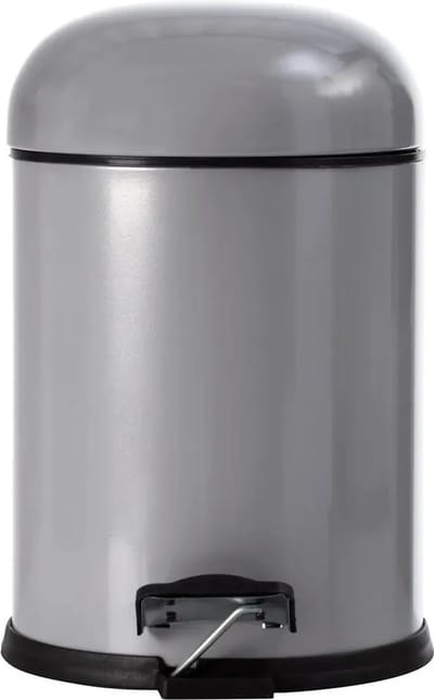 Tiss® Pedal Bin Classic Pedaalemmer - 2-delig- Ronde deksel - badkamer en toilet- 5 l - Grijs