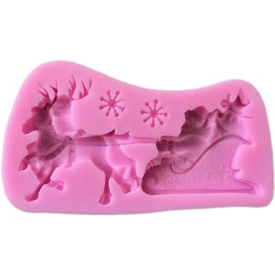 Kerstman Slee Eland Taartvorm Siliconen Decoratievorm Kerst Chocolade Koekjes pink