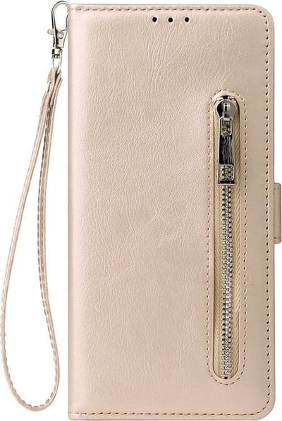 Shop4 - Geschikt voor Samsung Galaxy S20 Plus Hoesje - Wallet Case Cabello met Ritssluiting Goud
