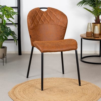 Bronx71® Stapelbare eetkamerstoel Fay eco-leer cognac - stoel