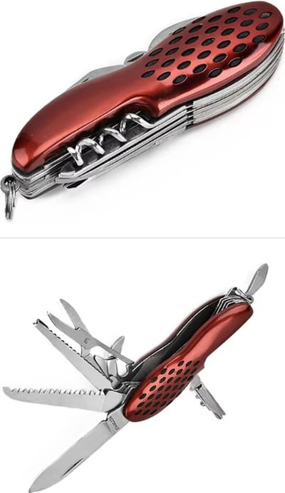 12 in 1 Zakmes - Multifunctioneel Zakmes - Compact - Zwitsers Zakmes - Roestvrijstaal - Rood - LOUZIR