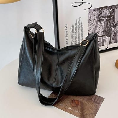 PU Leer Pendelaar Mode Vintage Casual Tote Tas Stijlvolle Crossbody Tassen voor Vrouwen Textuur Grote Capaciteit Temperament zwart