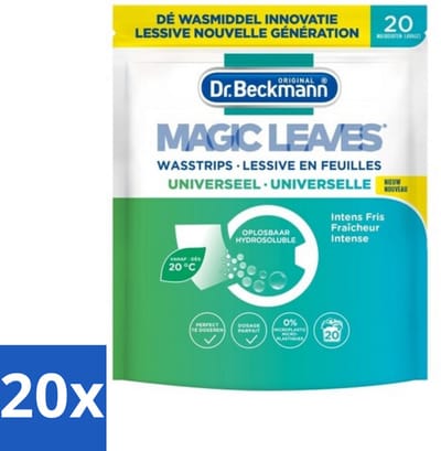 Dr. Beckmann - Magic Leaves Universeel - Wasstrips - Witte en Gekleurde Was - 20 Wasbeurten - Bulkverpakking - 20 stuks
