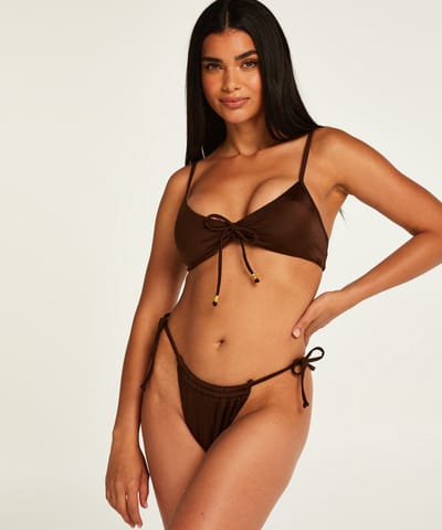 Hunkemöller Dames Badmode Hoog uitgeneden bikinibroekje Cleo - Bruin - maat L