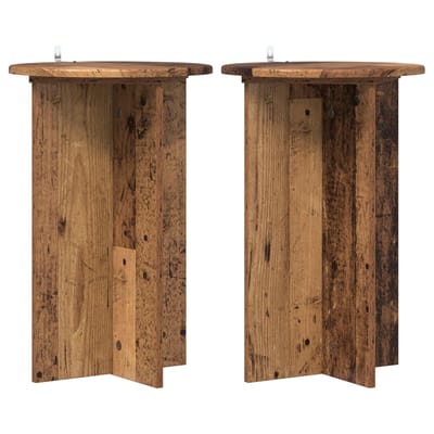 vidaXL - Plantenstand - 2 - st - Oud - hout - Ø40 - x - 60 - cm - Bewerkt - hout