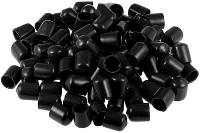 Dailygoods- Eindkap 100 Stuks - Rubber 14 mm ID - Flexibele Schroefdoppen - Draadbeschermers - Zwart - Zacht en Stevig PVC - Draadkap