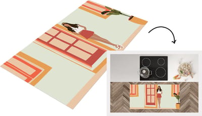 Keukenloper - Loper keuken - Vrouw - Rok - Muur - Zomer - 120x60 cm - Keukenloper vinyl