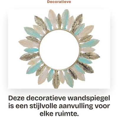 Decoratieve Spiegel Uniek Design - Wandspiegel Metalen - Hangend Decor - Voor Woonkamer/Slaapkamer - Geschikt Voor Diverse Ruimtes - Accentueert Jouw Interieur