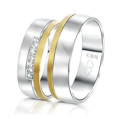 Lucardi Heren Vriendschapsring Maui - Ring - Vaderdag Cadeautje - Staal - Zilver- en Goudkleurig
