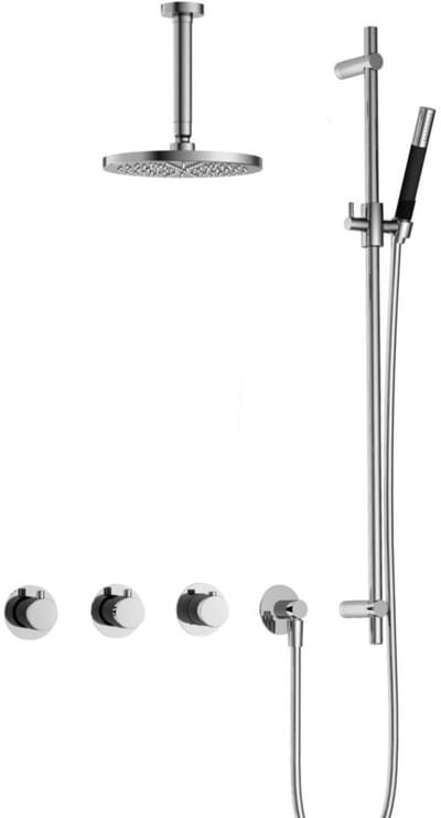 Hotbath Cobber - CB7067 - Inbouw Regendoucheset - Chroom - 2 Stopkranen - Thermostatisch - Plafondbuis 15 cm - Hoofddouche 200 mm - Staafhanddouche - Glijstang 900 mm - Waterbesparend