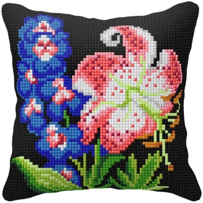 Borduurpakket - 99104 KRUISSTEEK KUSSEN ORCHIDEA - Hyacint en Lelie