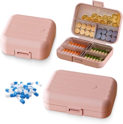 Draagbare reisopbergbox met 2 compartimenten voor op reis, reisorganizer, reizen en dagelijks gebruik (groot en klein)