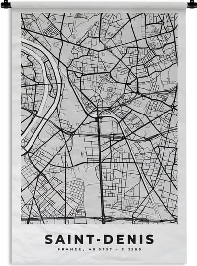 Wandkleed - Wanddoek - Stadskaart - Frankrijk - Kaart - Saint-Denis - Plattegrond - 120x180 cm - Wandtapijt