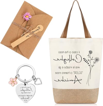 Cadeaus voor Collega's: Jute Tas, Sleutelhanger, Wenskaarten en Gedroogde Bloemen voor Verjaardag, Kerst en Bedankjes