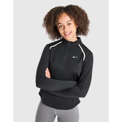 Nike Girls' Long Sleeve 1/2 Zip Top Junior - Zwart - Kind, Zwart 8-10Y