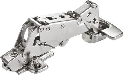 SOTECH groothoekscharnier 165° Sensys 8657i hoekscharnier (aanwezig) soft-close en automatisch sluiten, snelmontage + montageplaat hoogte 0 mm met Euroschroeven + bekerdeksel