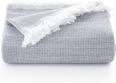 Multifunctioneel Bedovertrek & Sofa Plaid - Katoen Wafelstructuur Grey 180x280 cm