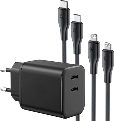 Usb C Oplader 2 Poorten - Usb kabel geschikt voor iPhone 14 - 2 Meter - Oplader geschikt voor iPhone - Snellader geschikt voor iPhone - 35w usb C Adapter